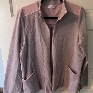 Prairie Cotton Heathered Terry Stretch Jacket in Pink Heather Mint Condition XL